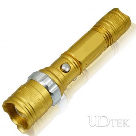 New arrival Cree LED luxury gold color waterproof flashlight torch UD09069